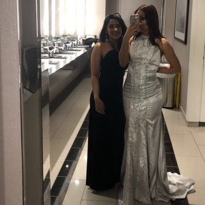 Silver slim prom dress